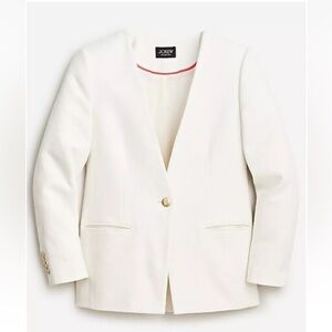 J.Crew / J Crew Collection alfie Collarless Blazer CottonBlend Bouclé Ivory Sz 4